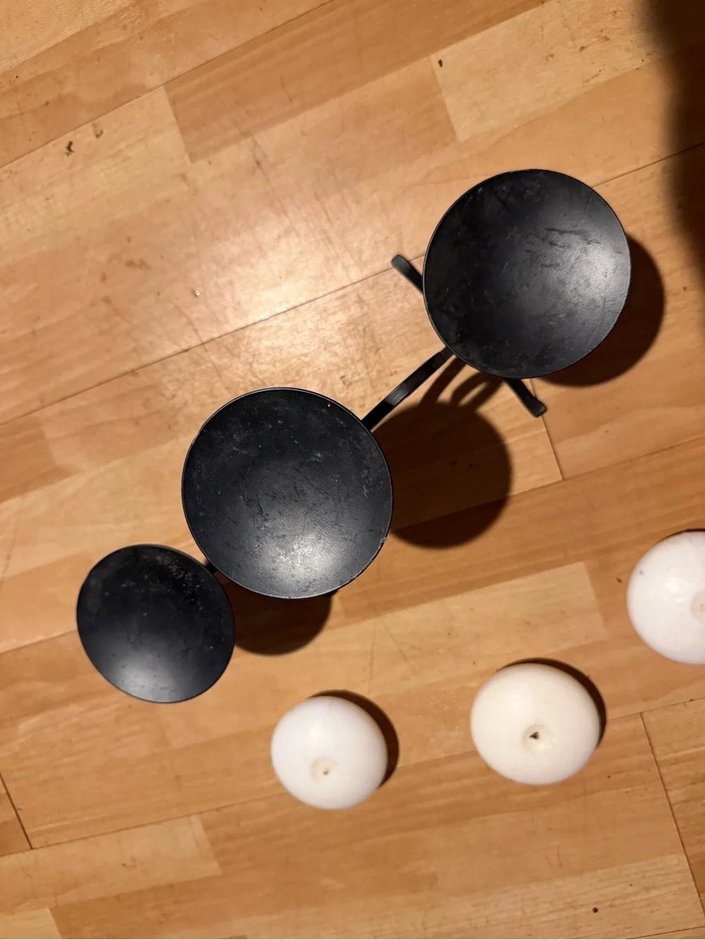 Decorative Black Scroll Metal Candle Holder with Cream Pillar Candles